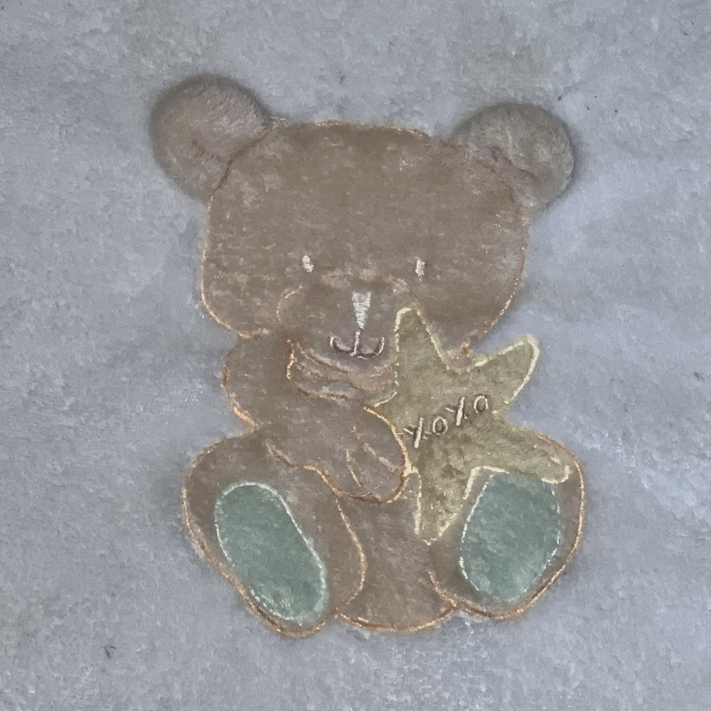 Snugly Baby Teddy Bear White Plush Fleece Blanket Star Green Yellow XOXO 36 X 29